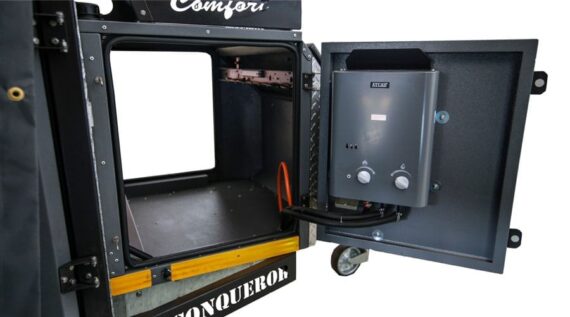Hot water system in the Conqueror Comfort Platinum Edition off-road camper trailer